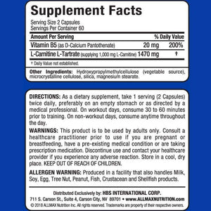Allmax L-Carnitine+Tartrate-Supplements-Reflex Supplements Cranbrook